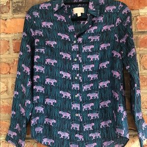 Jcrew silk tiger button up